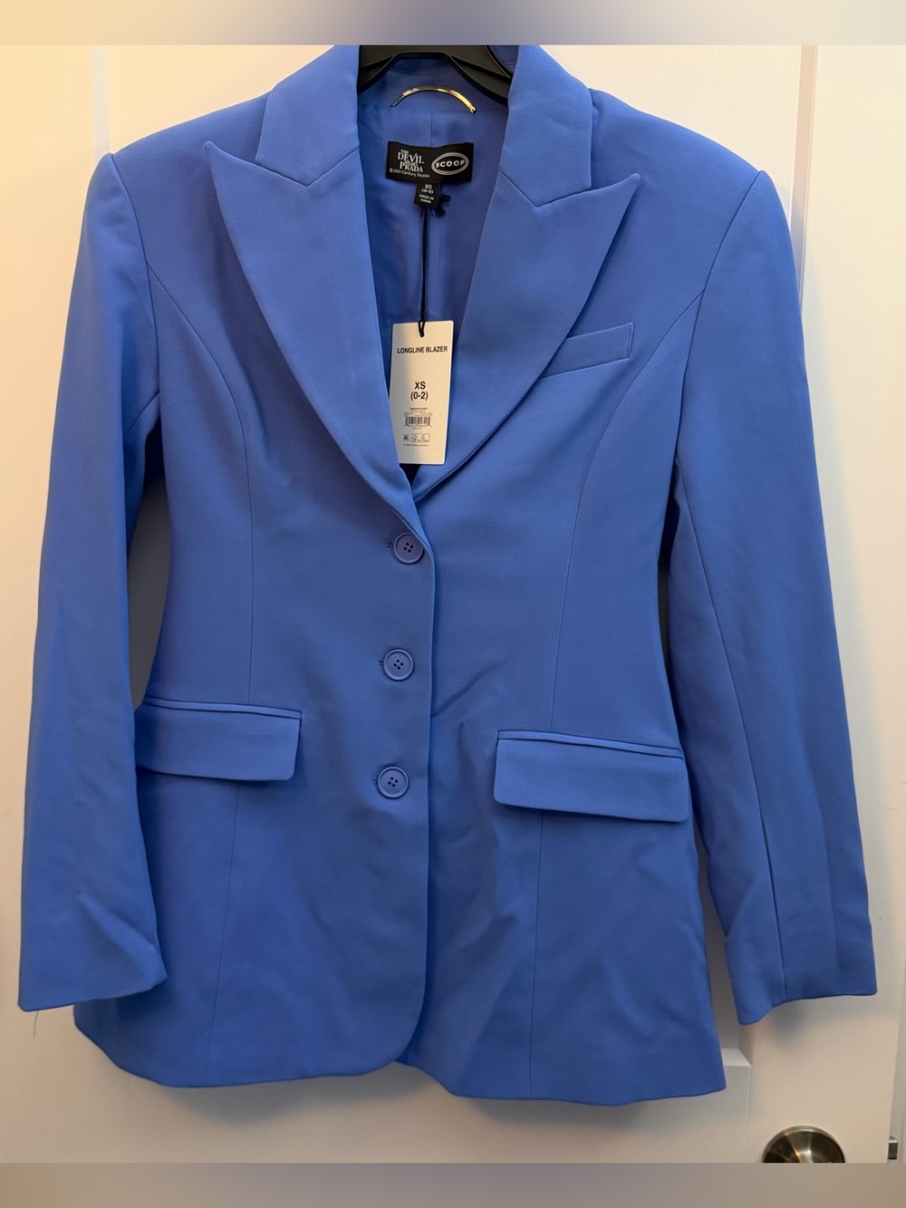 XS Blue Single-Breasted Longline Blazer